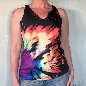 Multicolor Black Tie-Dye Sleeveless Top